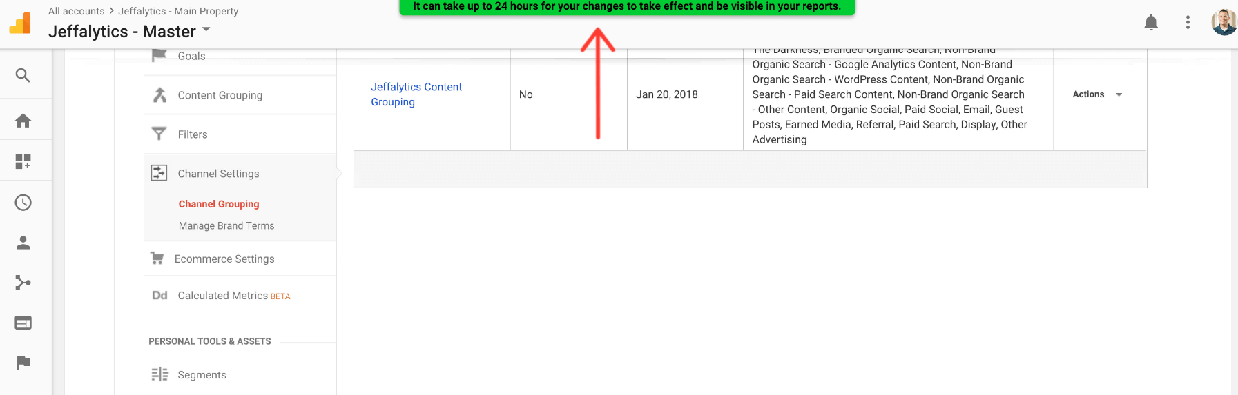 channel grouping edits google analytics