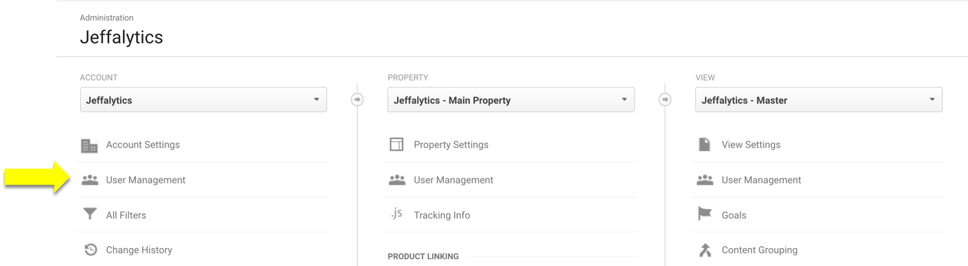 Property level access in Google Analytics