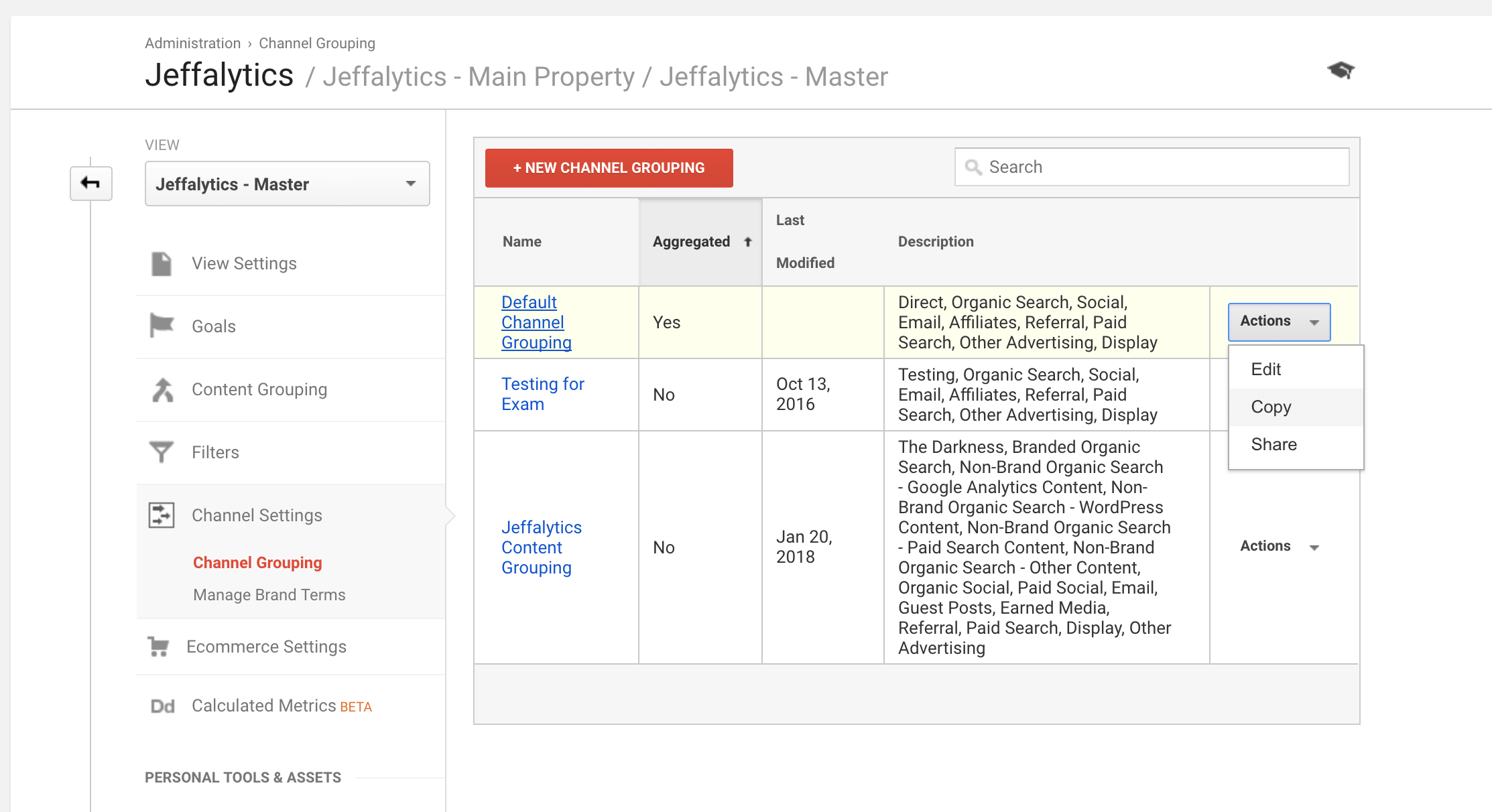 copy default channel settings